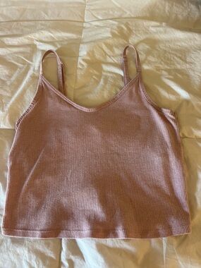 PINK Victoria's Secret Dusty Rose Ribbed Spaghetti Cami